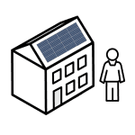 Home with solar and person icon